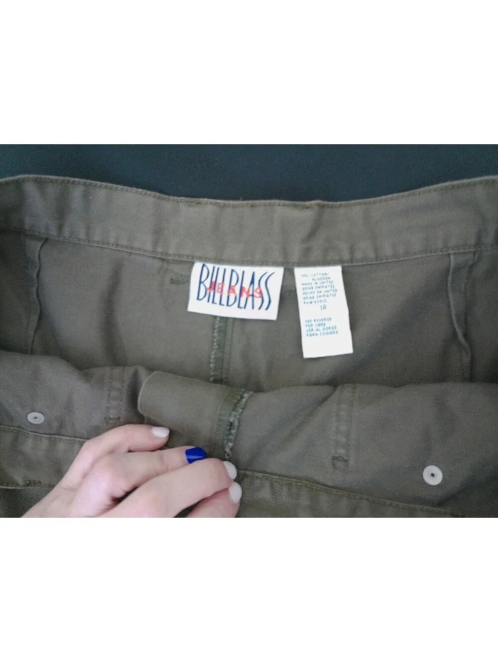 Bill Blass Jeans Womens Shorts Size 16 Olive Green Y2K High Rise Cotton Costal